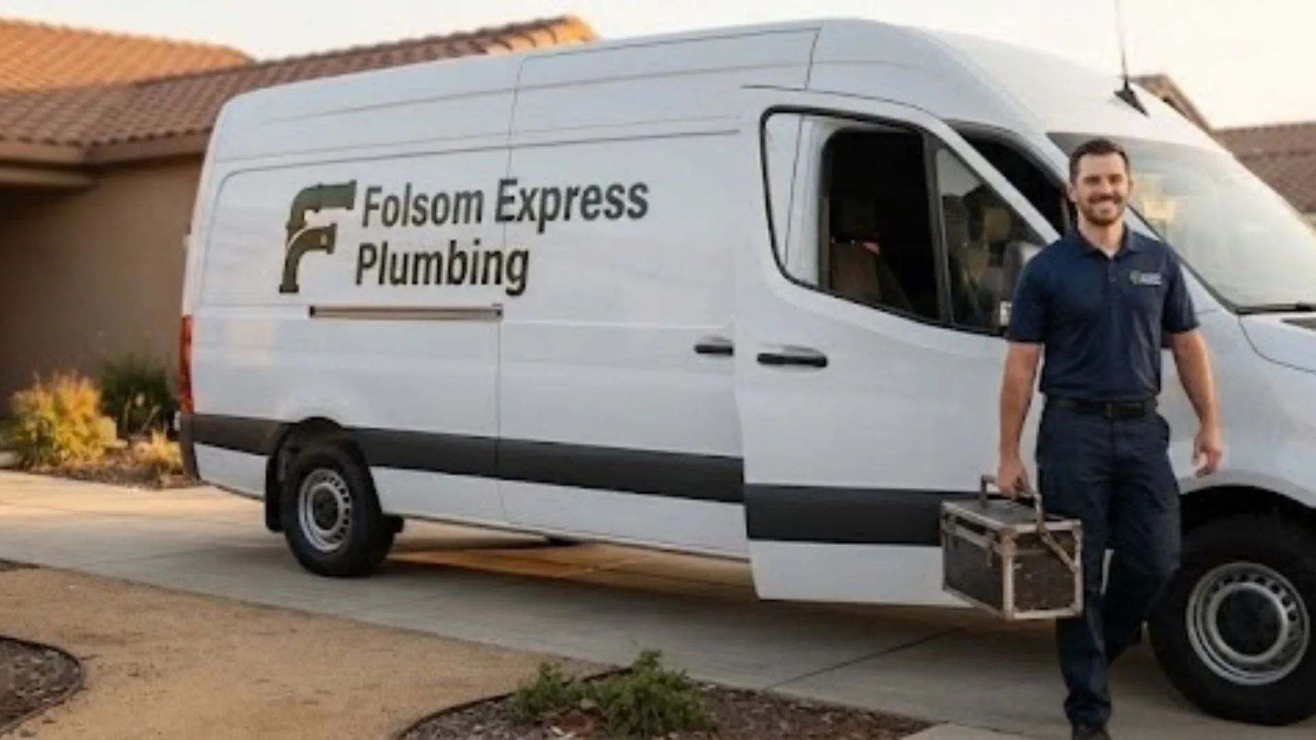 Folsom Express Plumbing technician arriving for a service call in Folsom, CA